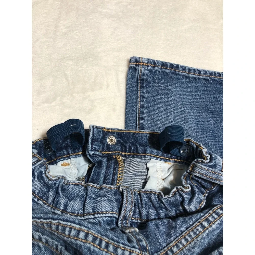 5/$25 Old Navy Baggy Wide Leg Jeans Blue Distressed High Rise Built-In Tough